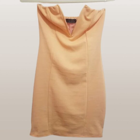 Blue Blush Strapless Peach Sherbert Orange Bodycon Dress New Years Eve Party - Picture 1 of 6